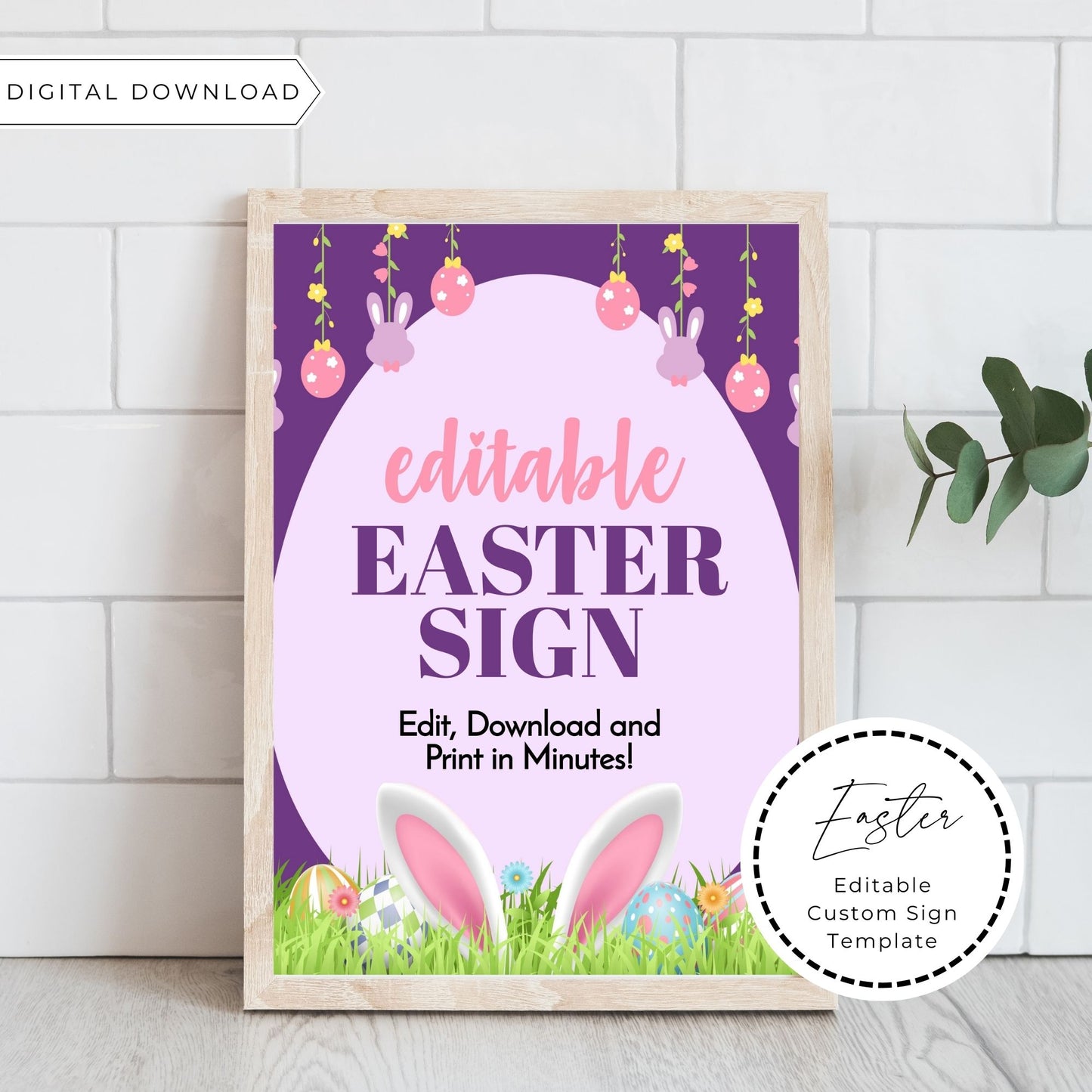 Easter Sign Editable Template 8x10