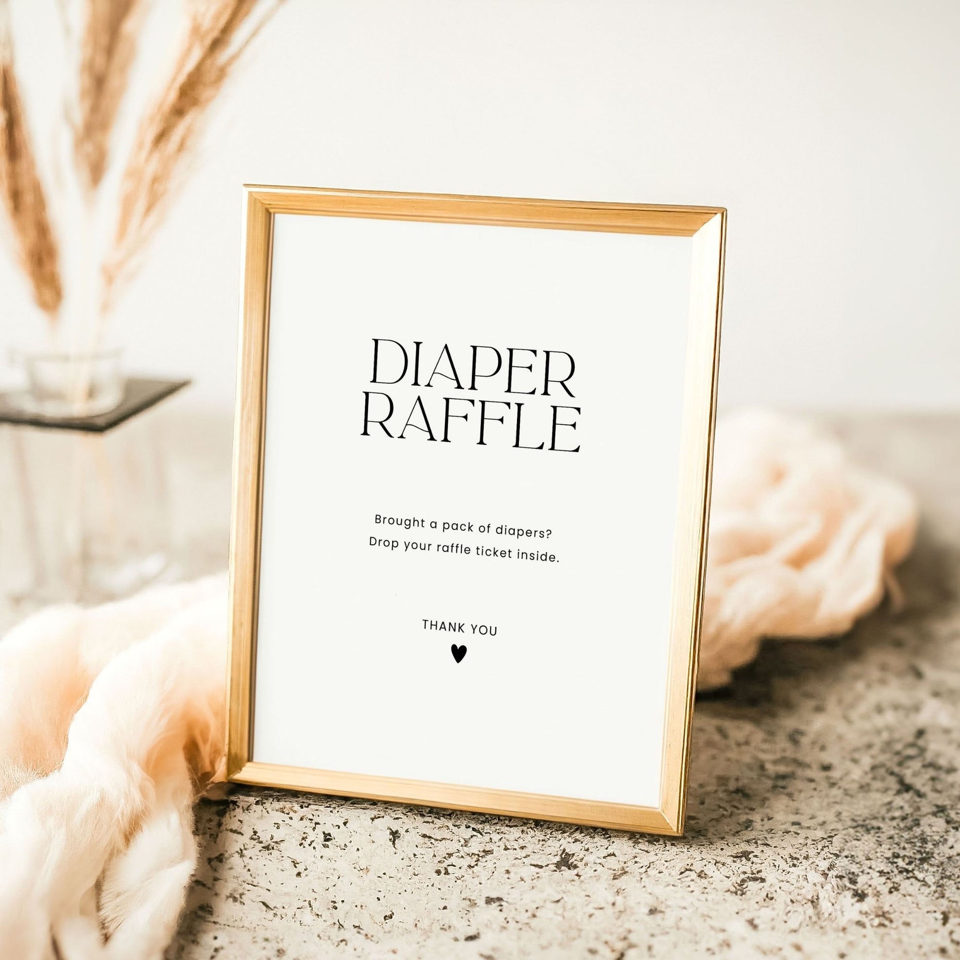 Minimalist Diaper Raffle Sign & Cards Printable, Baby Shower Game Instant Download, 8x10 JPG, 8.5x11 PDF, Gender Neutral Template