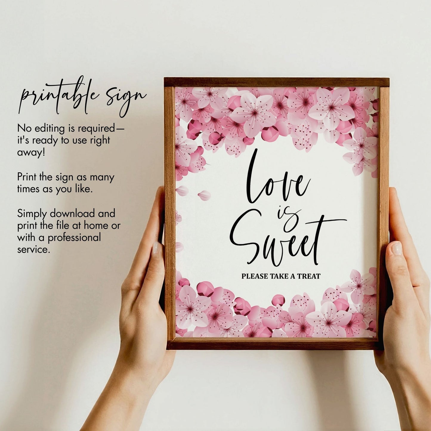 Love is Sweet, Please Take a Treat | 8x10 Printable Wedding or Event Favor Sign | Instant Download Candy Bar Sign | Floral Theme