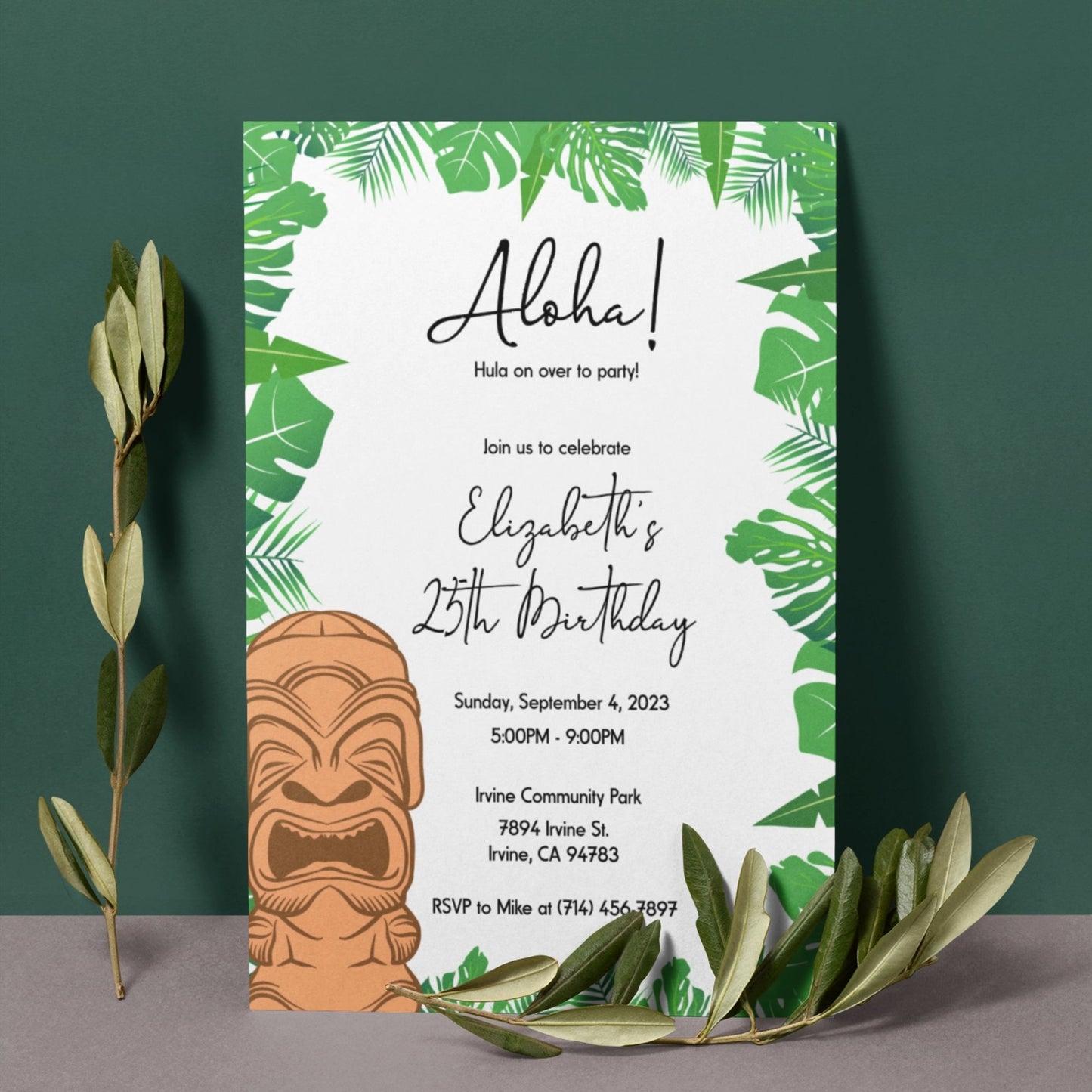 Hawaiian Birthday Invitation Template - Change to Any Age