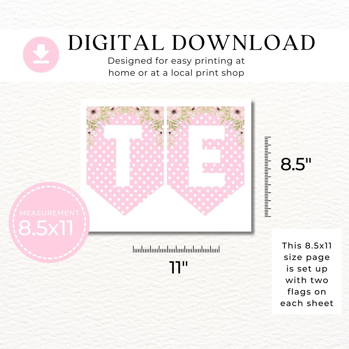 Pink Printable Happy Easter Banner 2025