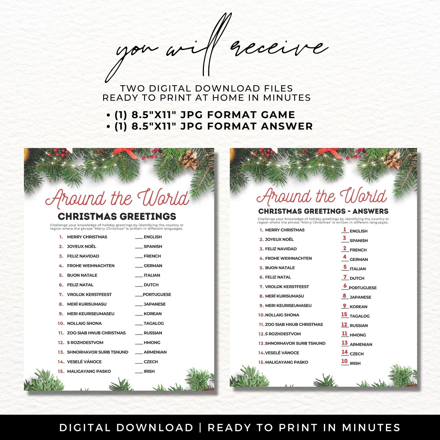 Holiday Christmas Game - Around the World Christmas Greetings