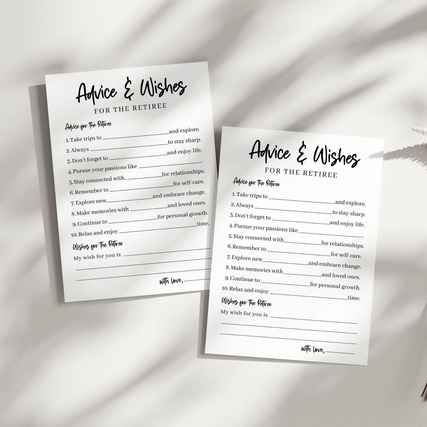 Retirement Advice & Wishes Card | Printable Keepsake for Guests to Share Memories and Tips | Fun Retirement Party Activity | 5x7 Instant Download