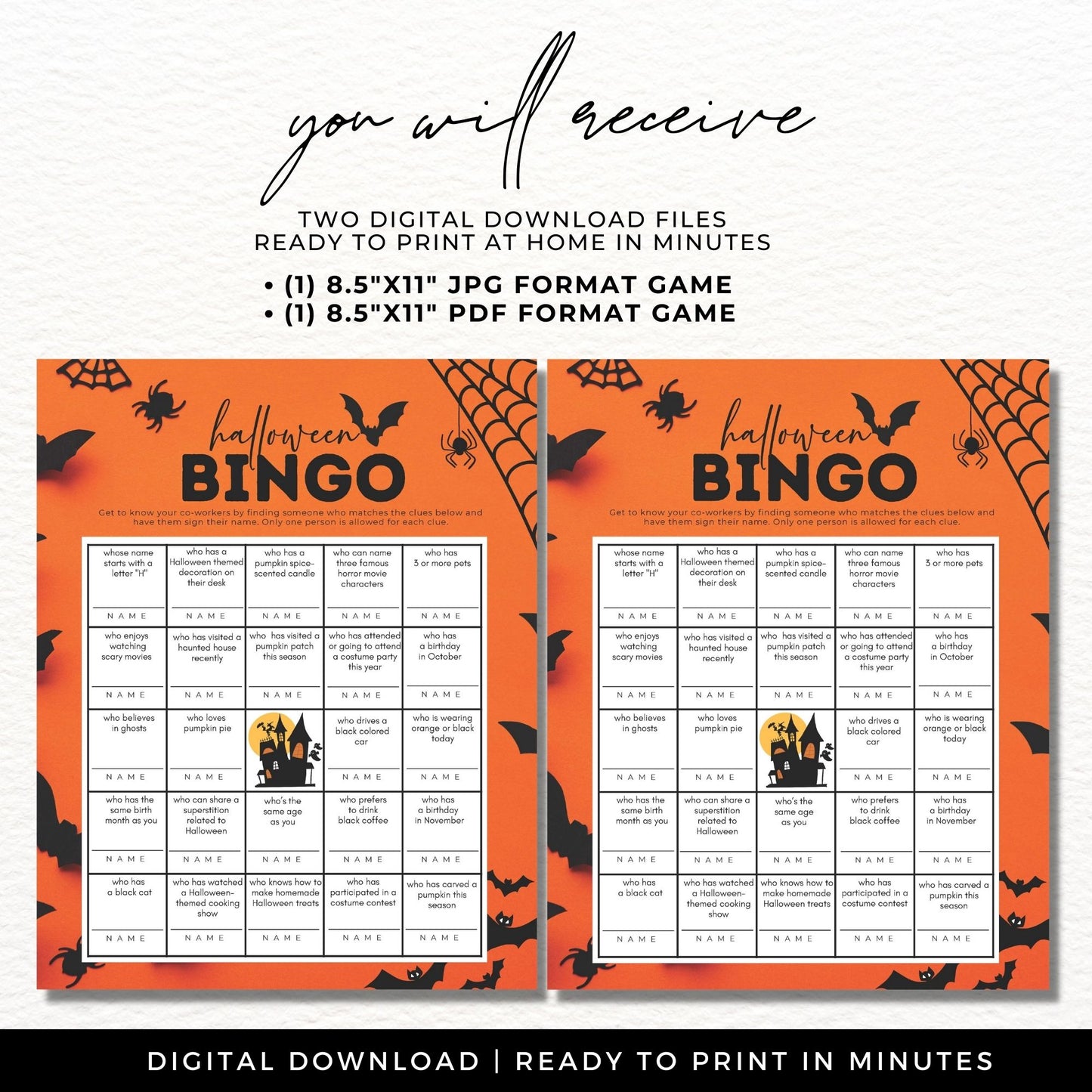 Halloween Bingo Game - Find the Coworker