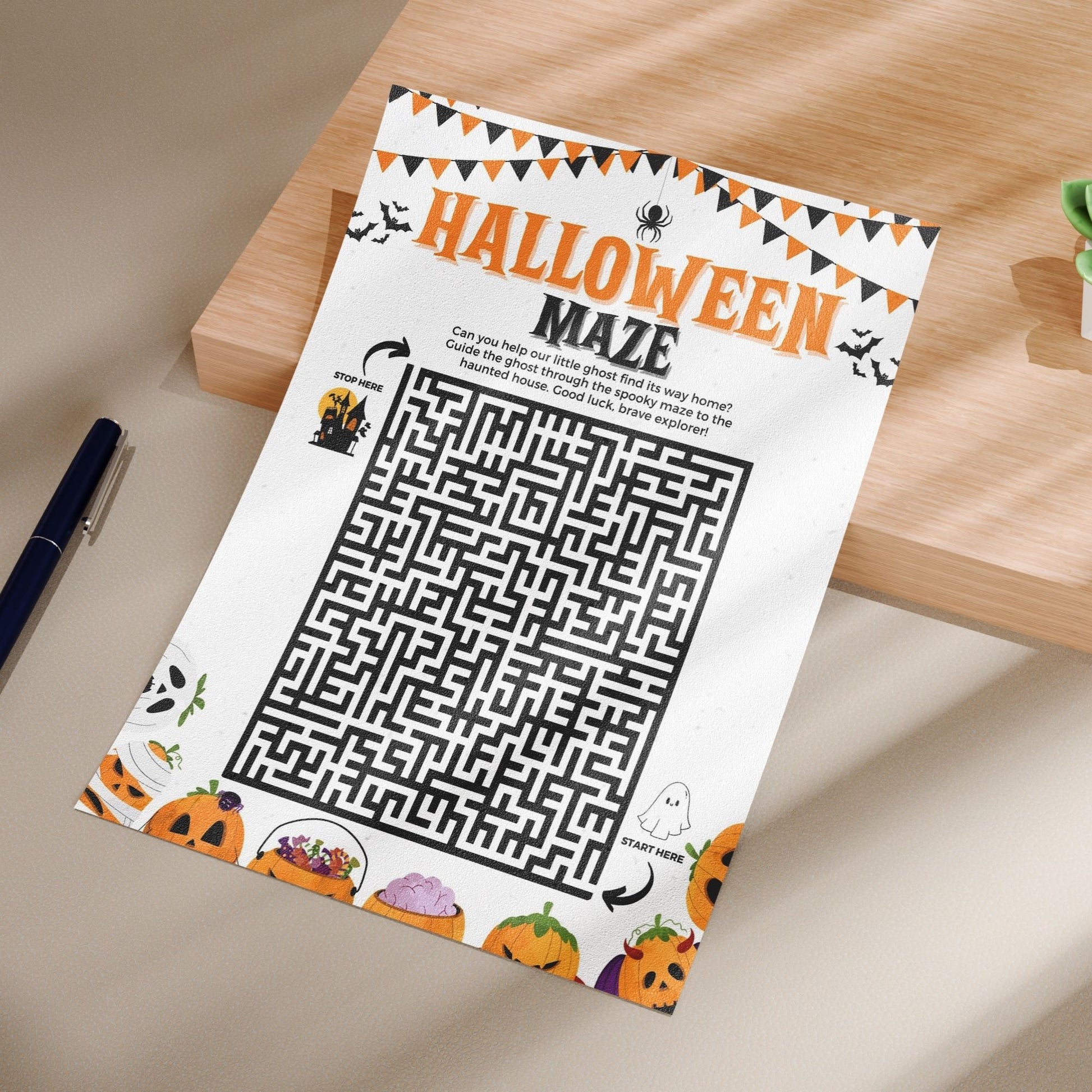 Printable Halloween Maze for Kids | Spooky Fun Activity | Haunted House Maze Game | Easy to Print & Play Halloween Party Game