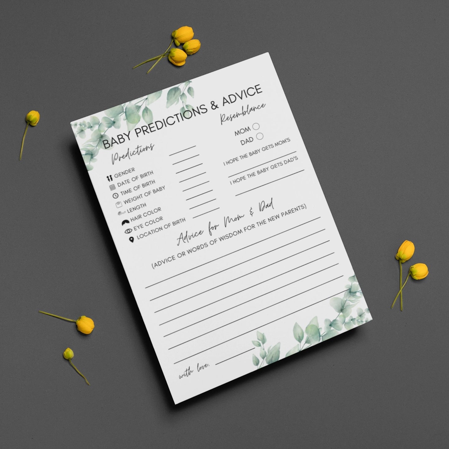 Baby Predictions and Advice Cards
