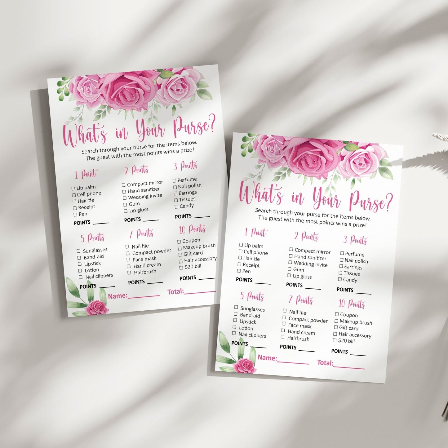 Floral-Themed What's in Your Purse Bridal Shower Game