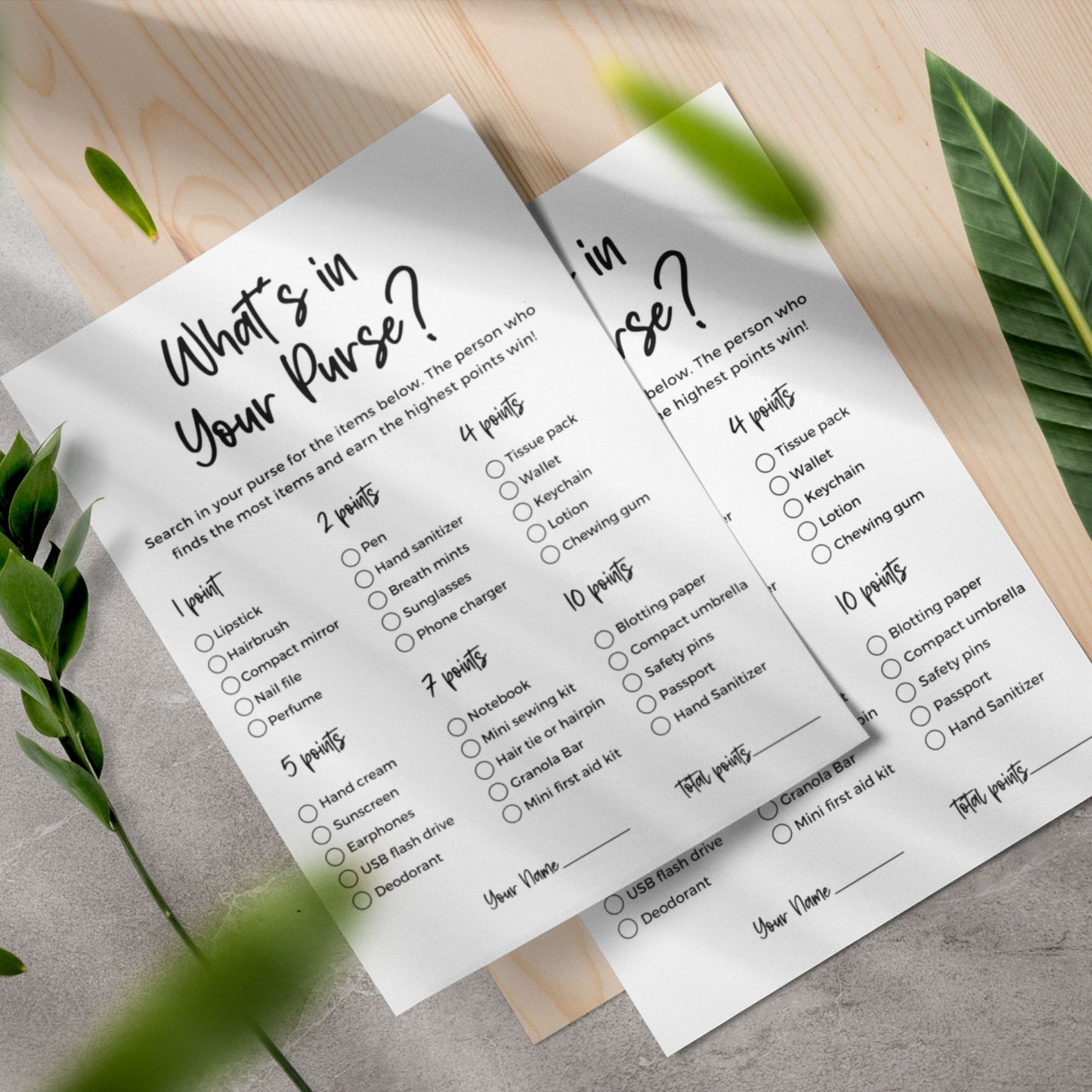 What's In Your Purse Baby Shower Game - Minimalist