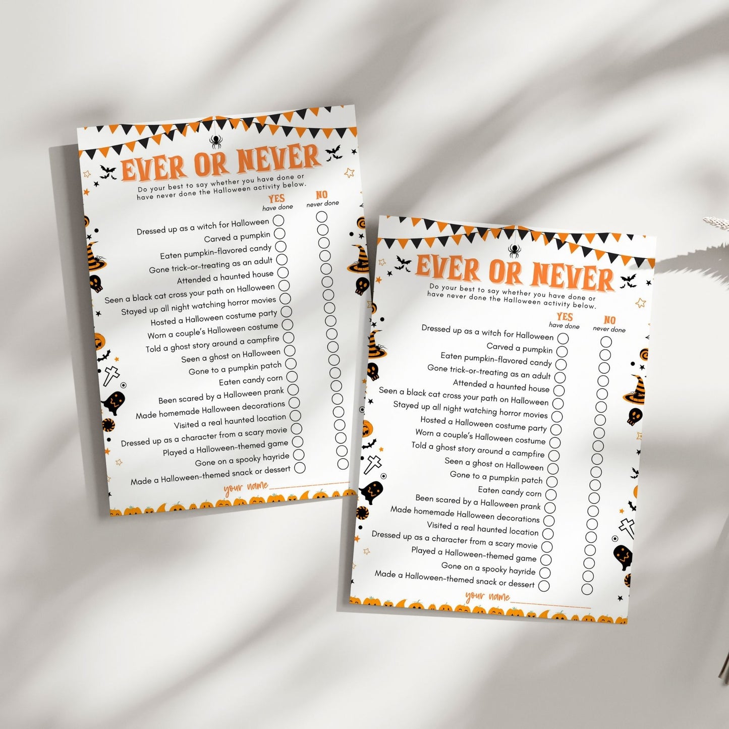 Halloween Ever or Never Game β Fun Halloween Party Printable β Spooky Activity for Kids & Adults β Instant Download Game
