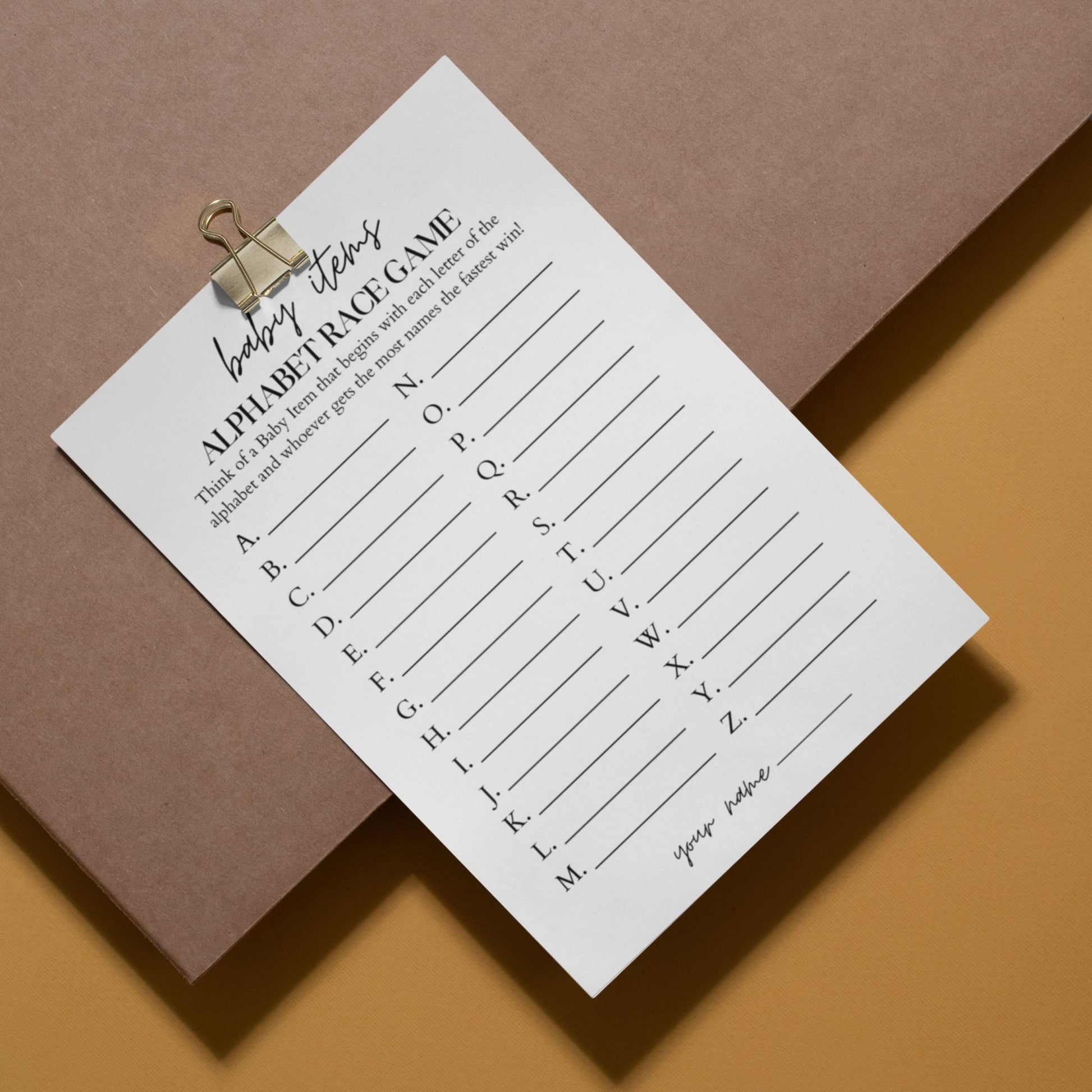 Baby Alphabet Baby Shower Game Printable