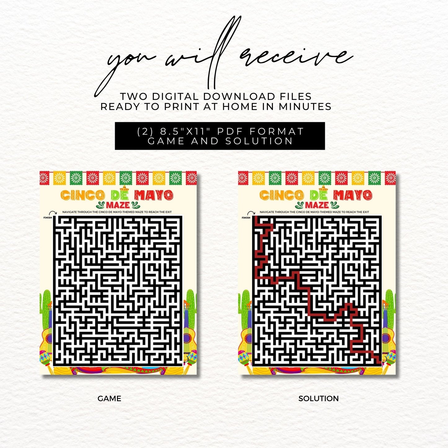 Cinco de Mayo Maze Printable Game 8.5x11