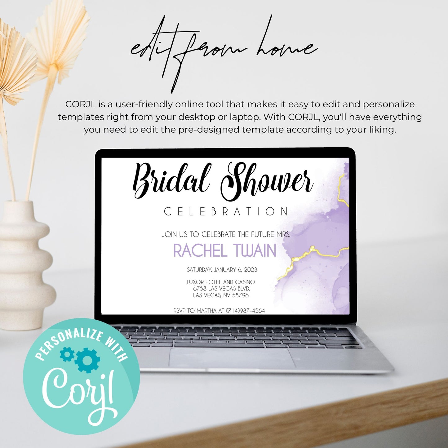 Bridal Shower Invitation Template - Purple