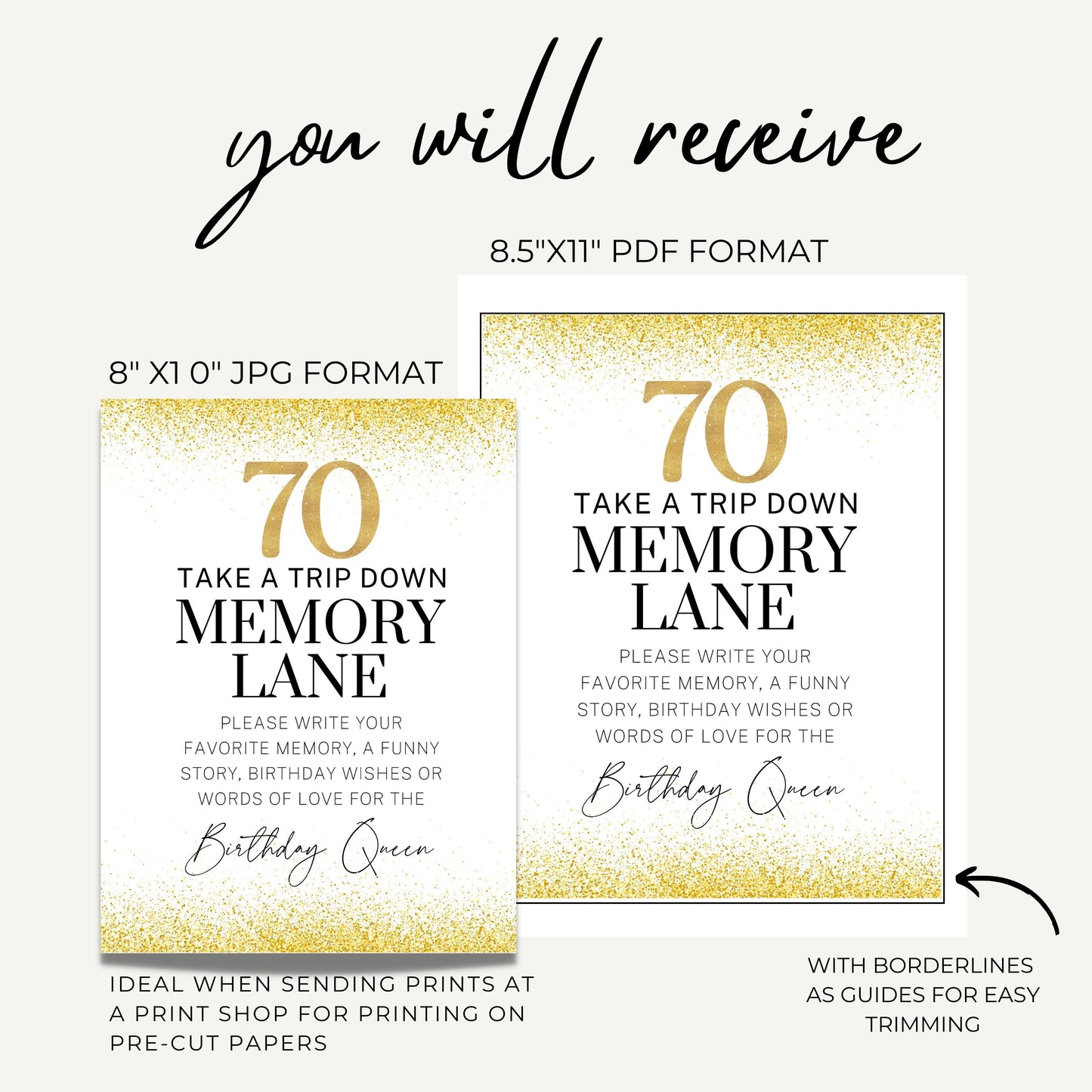 Take a Trip Down to Memory Lane Sign - 70th Birthday Sign