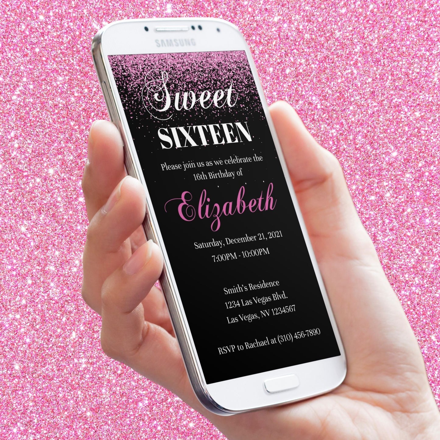 Sweet 16 Party Electronic Smarthpone Invitation Template