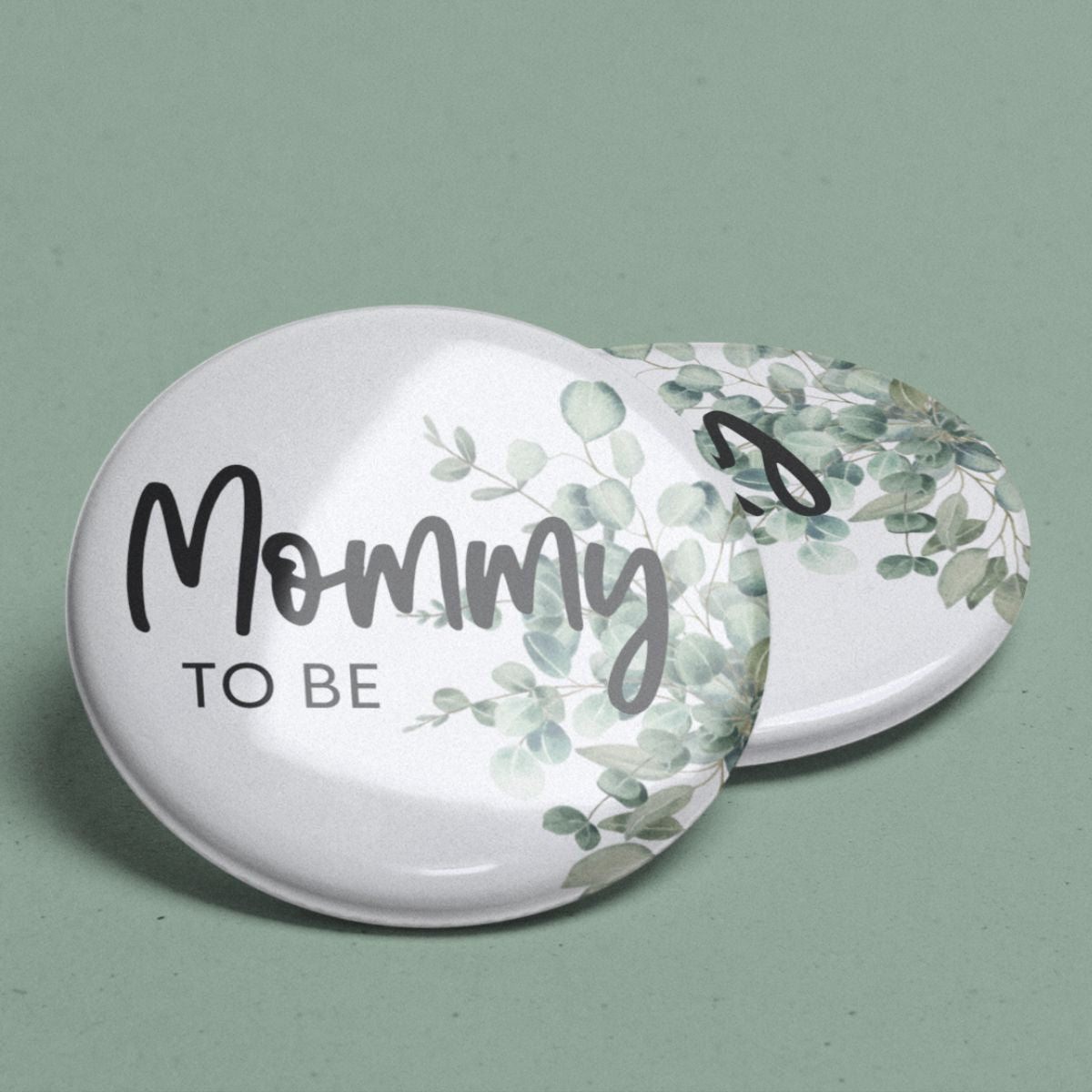 Baby Shower Pinback Buttons Greenery