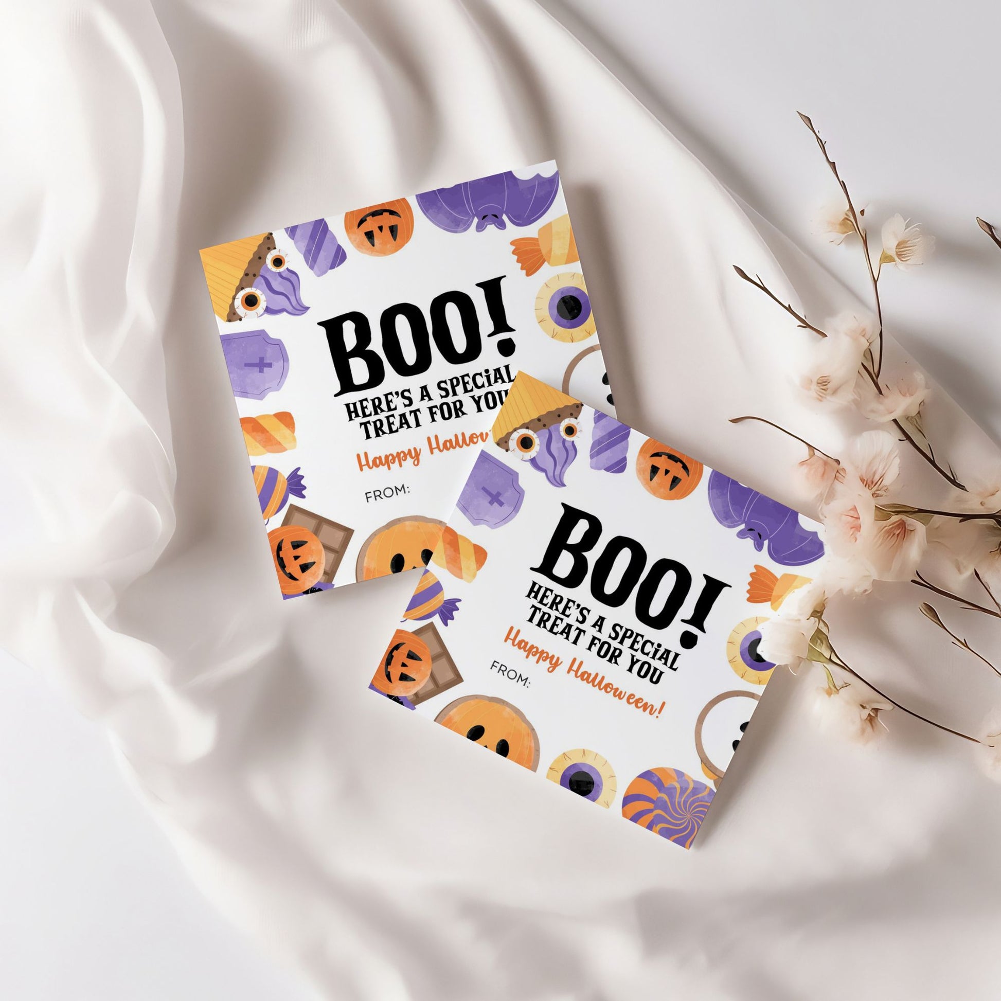 Halloween Boo Treat Tags | Printable 3x3" Tags for Special Treats | Halloween Favor Tags | Ready-to-Print PDF | DIY Halloween Gift Tags