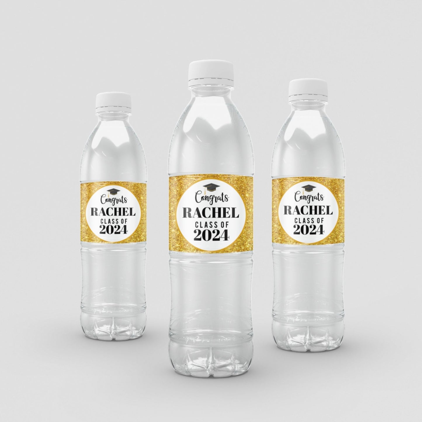 Class of 2024 Graduation Water Bottle Template - Gold