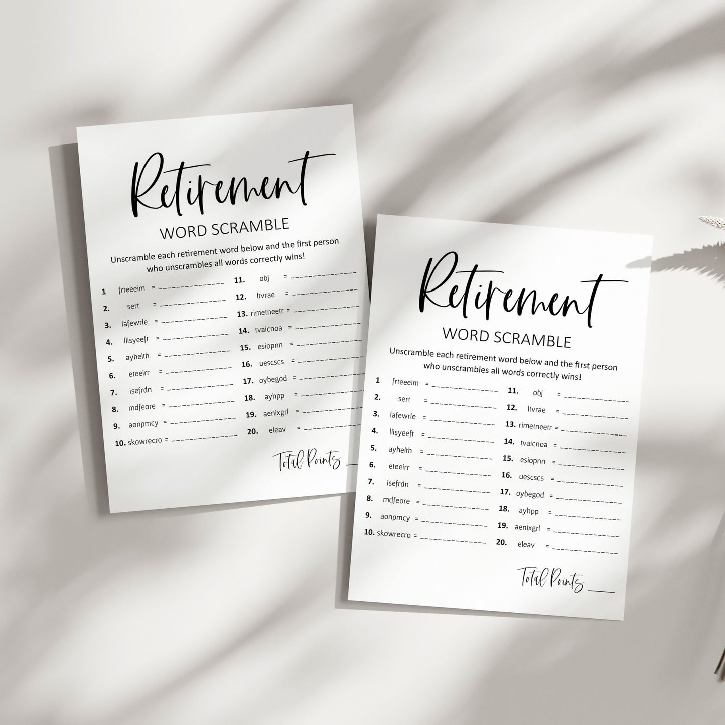 Retirement Word Scramble Game Printable, Fun Party Activity for Retirees, Instant Download, Retirement Party Game, Easy to Play Puzzle Game