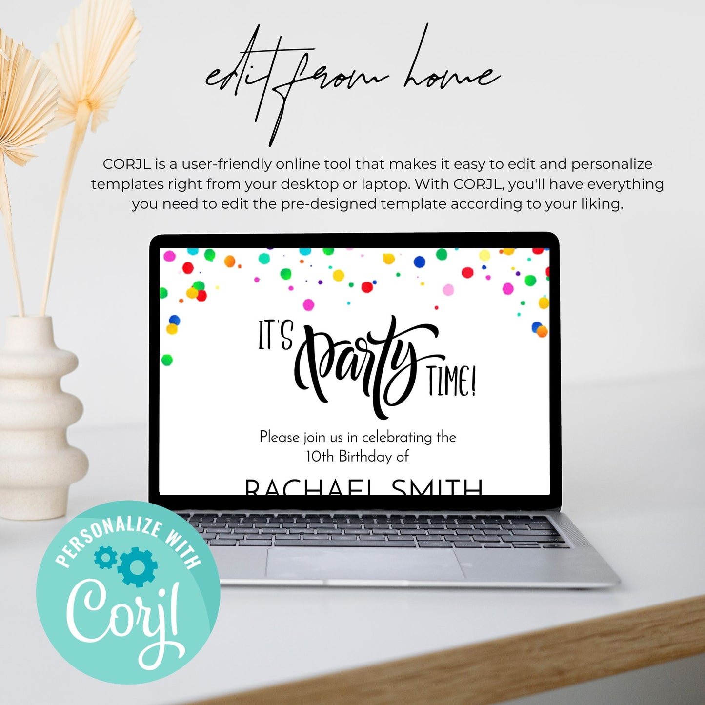 Confetti Theme Birthday Invitation Template