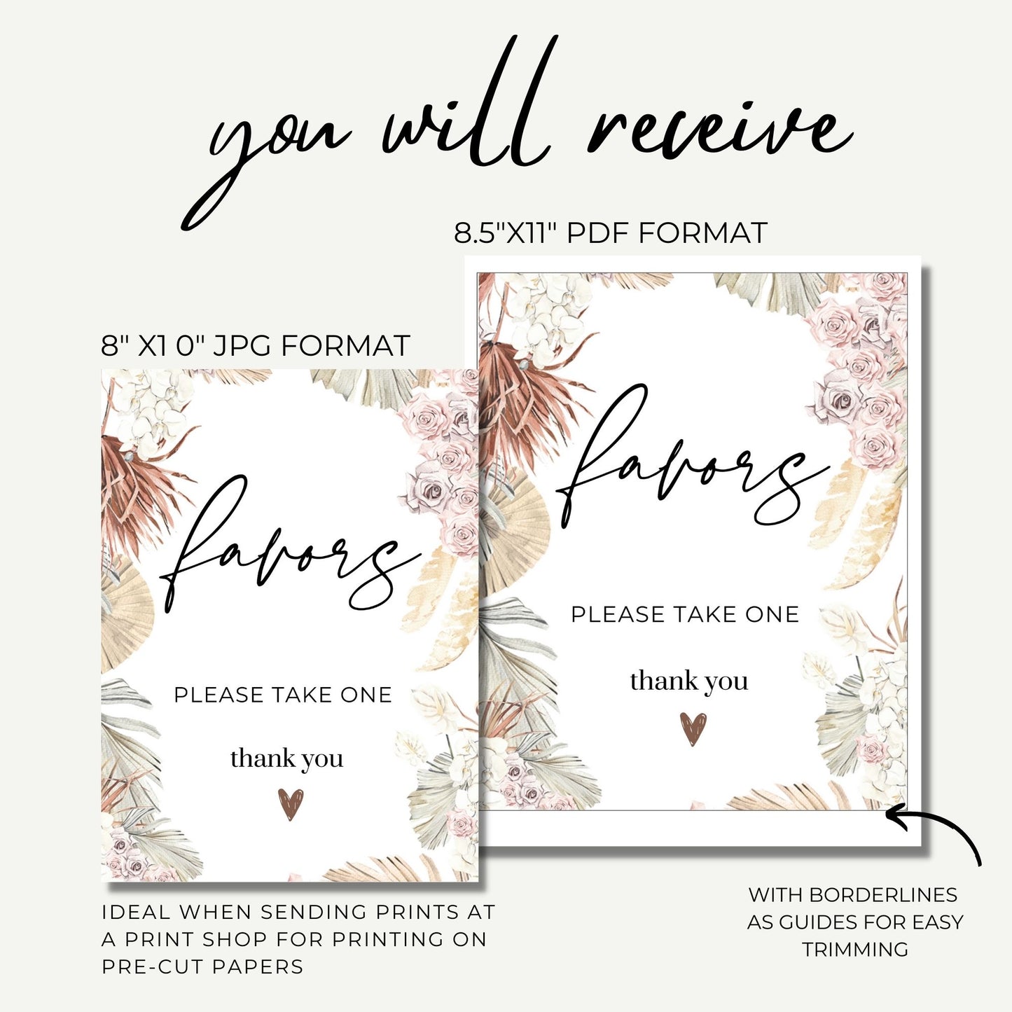 Boho Theme Baby Shower Favors Printable Sign