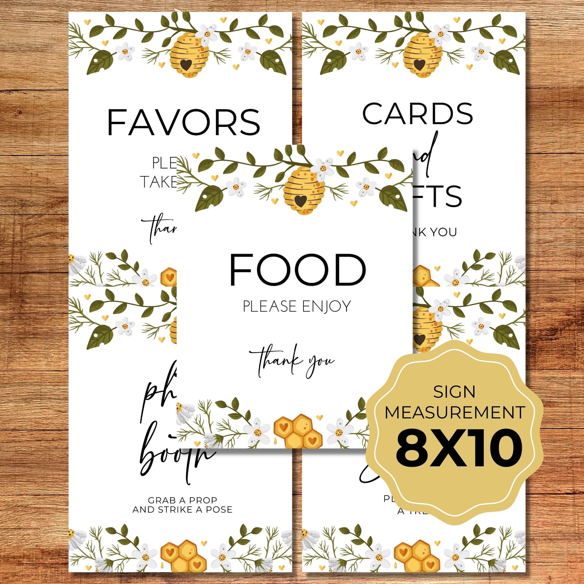 Baby Shower Signs Bundle - Wildflower Bee Theme