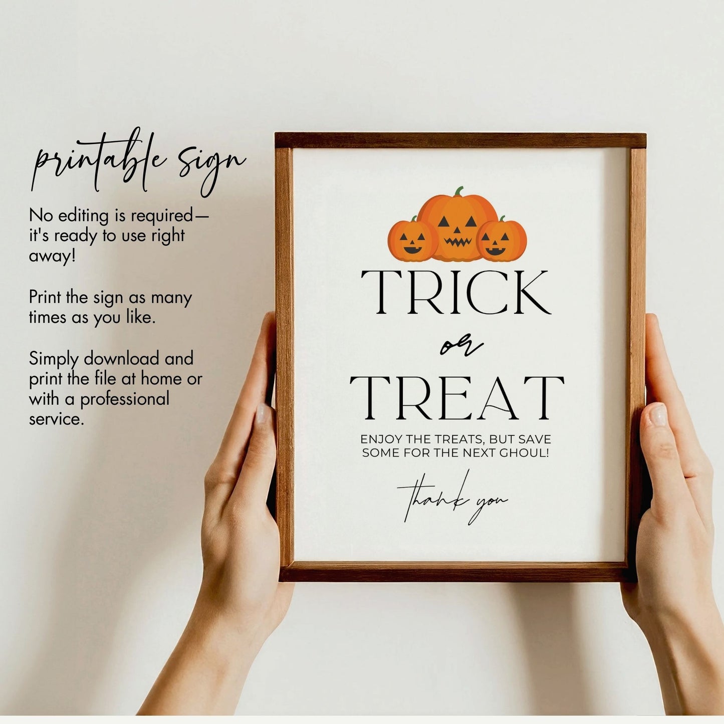 Halloween Trick or Treat Sign, Printable Pumpkin Themed Candy Sign, Spooky Treat Table Decor, Cute Halloween Party Sign, Instant Download