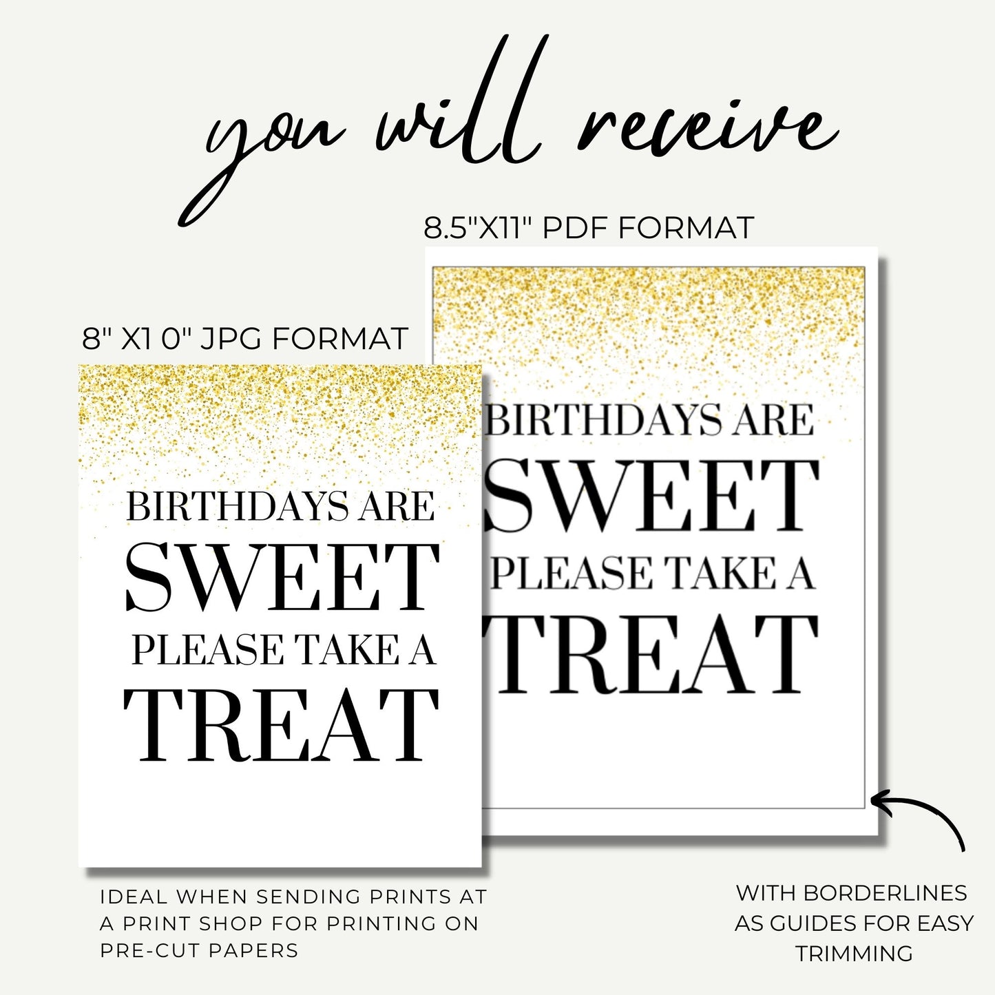 Birthdays are Sweet Please Take a Treat Sign 8x10