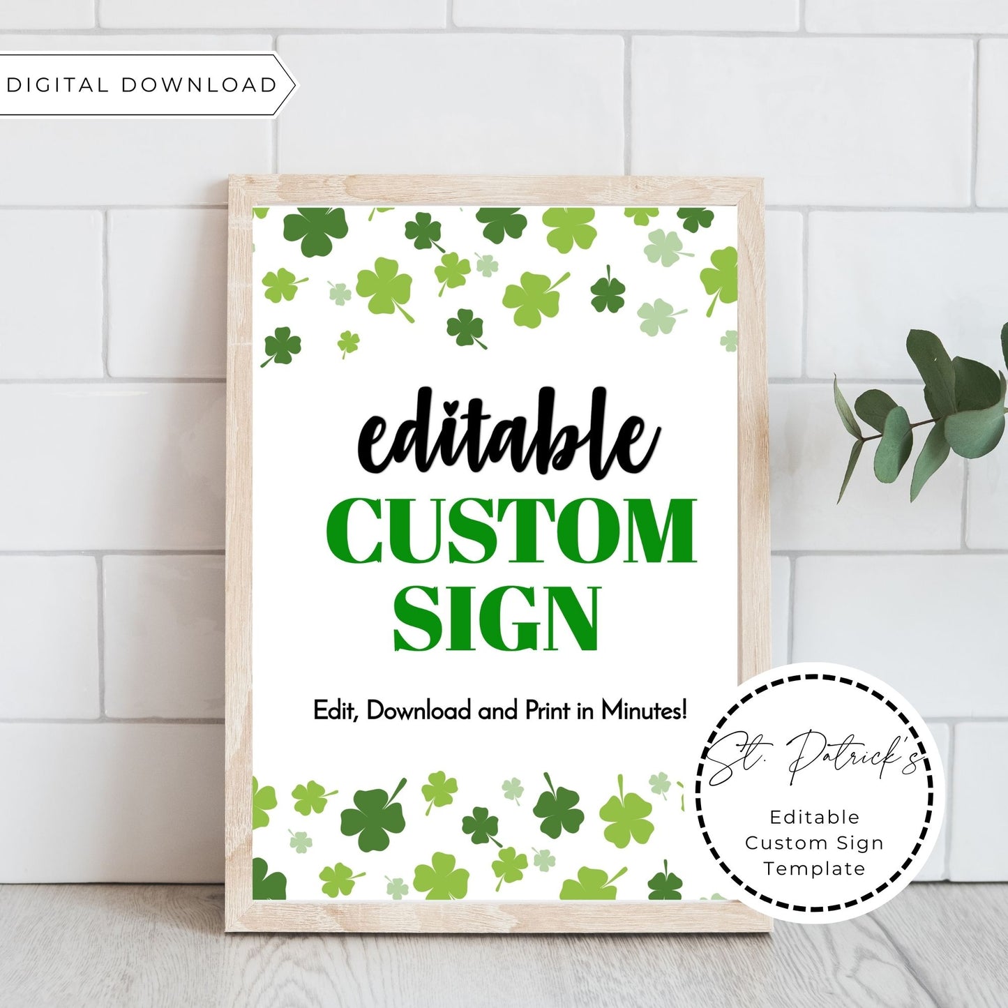 St. Patrick's Day Editable Custom Sign Template 8x10