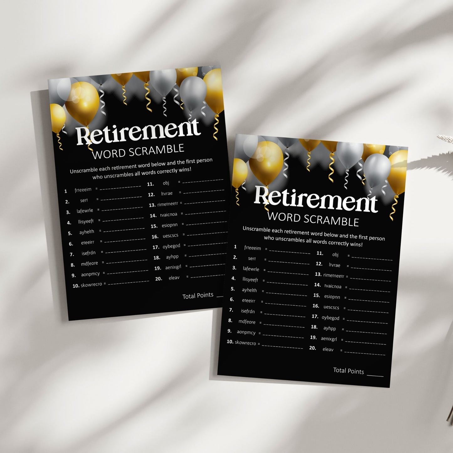Retirement Word Scramble Game | Fun Printable Retirement Party Activity | Instant Download 5x7