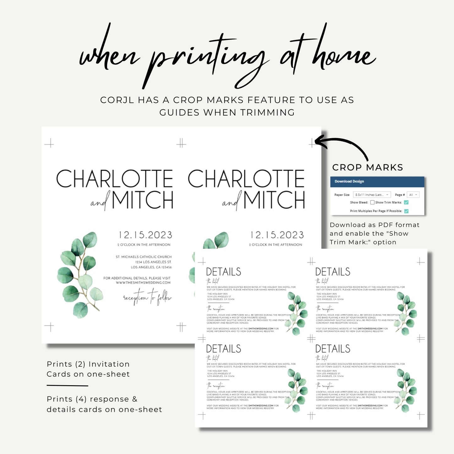 Wedding Invitation Set Template - Eucalyptus