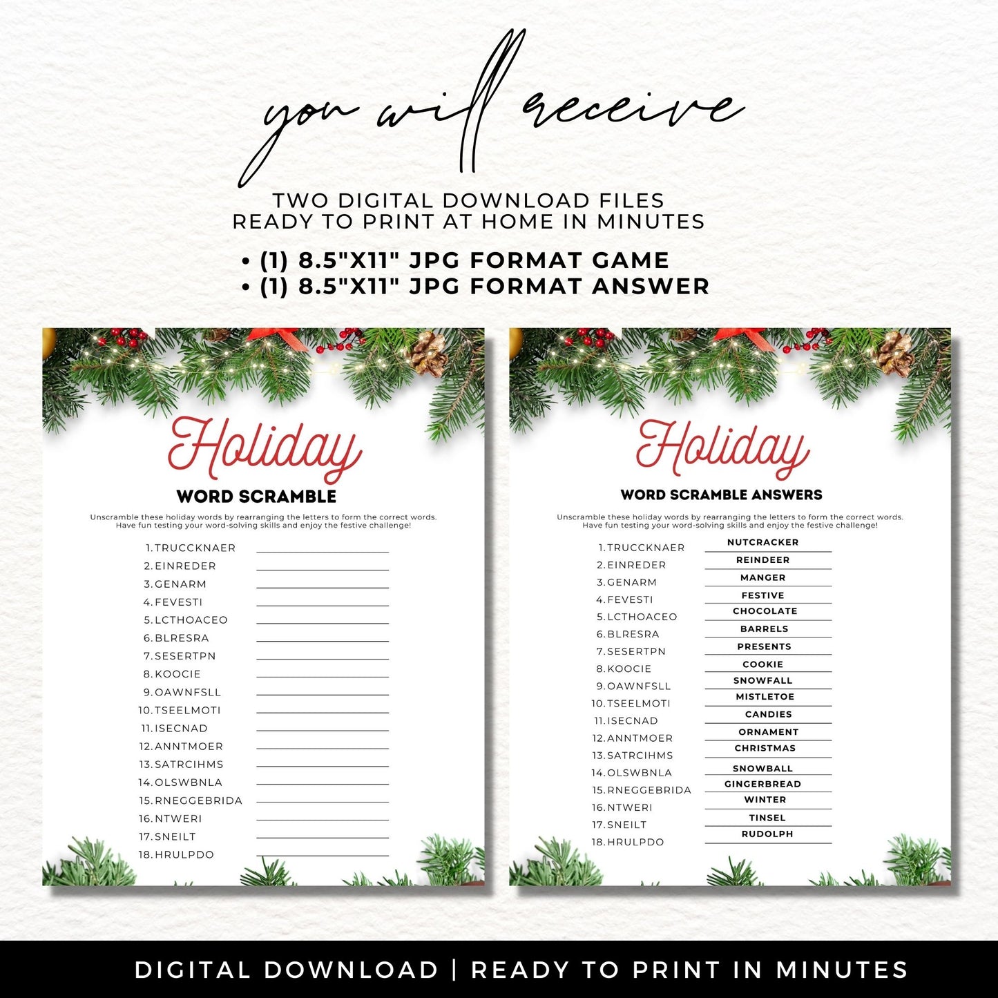 Holiday Christmas Game - Word Scramble