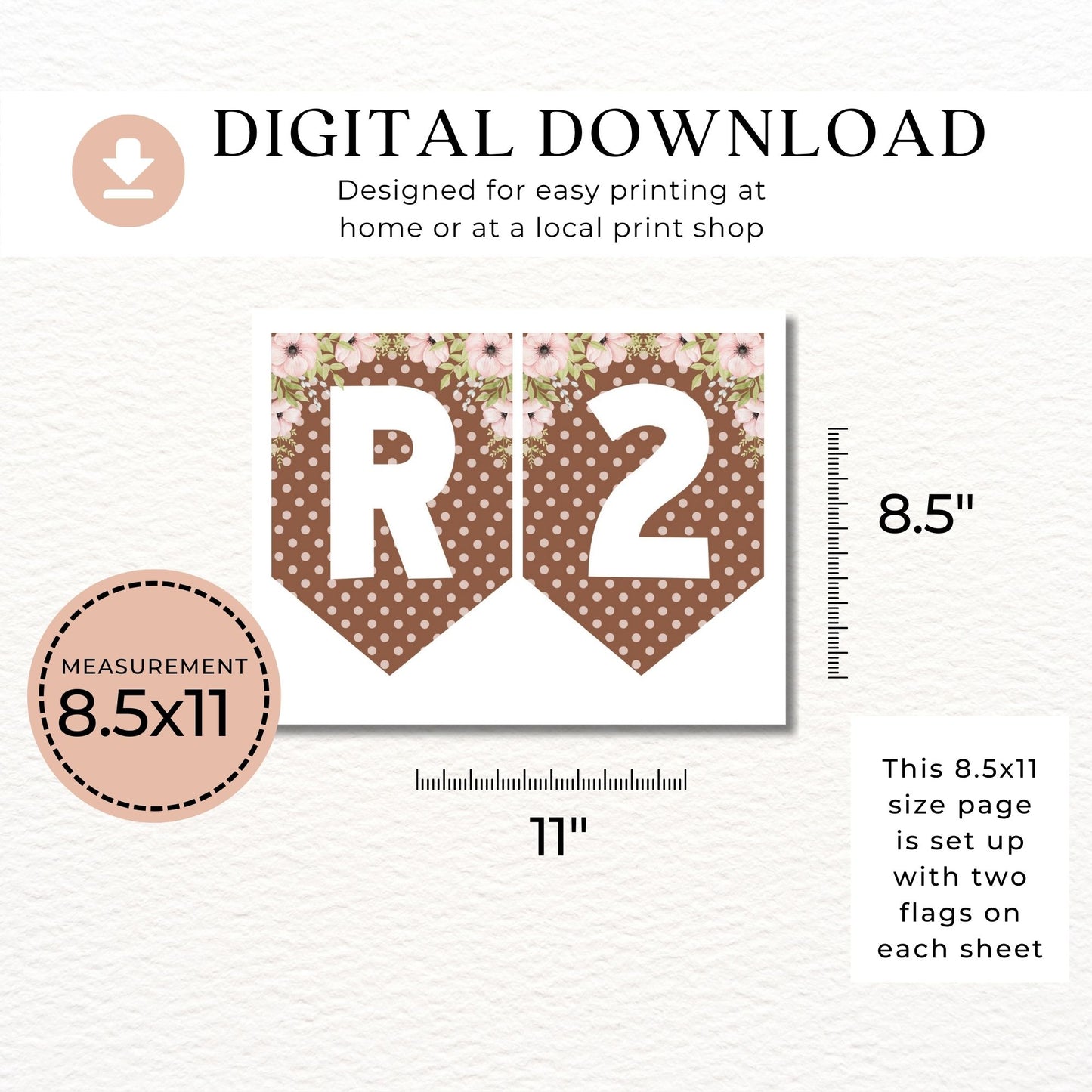 Rustic Floral Happy Easter 2025 Banner - Printable PDF Decoration for Spring Parties & Events - Instant Download Link Provided