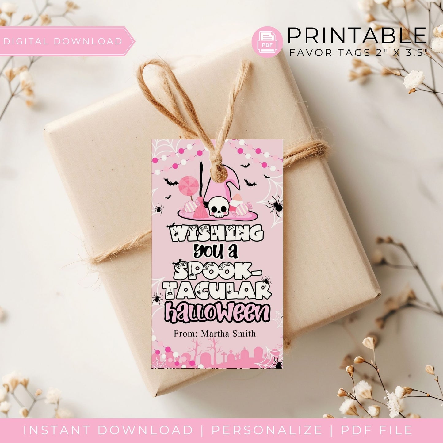 Wishing You a Spooktacular Halloween Favor Tag