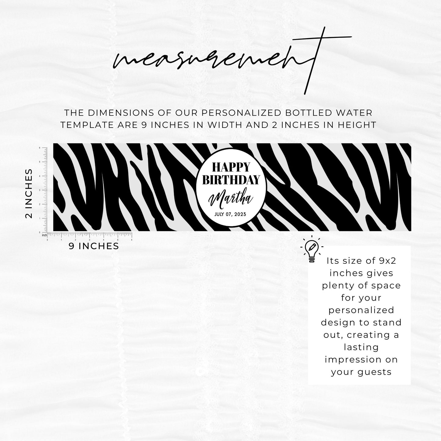 Zebra Print Pattern Water Bottle Label Template for a Birthday