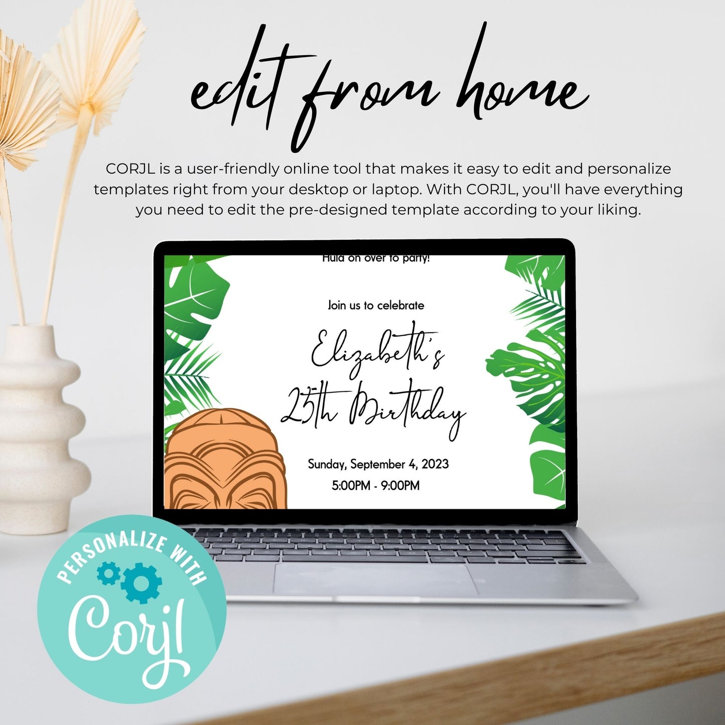 Hawaiian Birthday Invitation Template - Change to Any Age