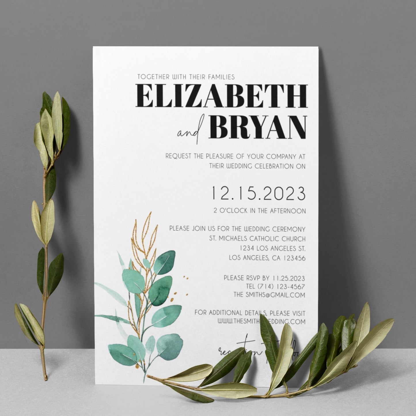 Eucalyptus Wedding Invitation Template