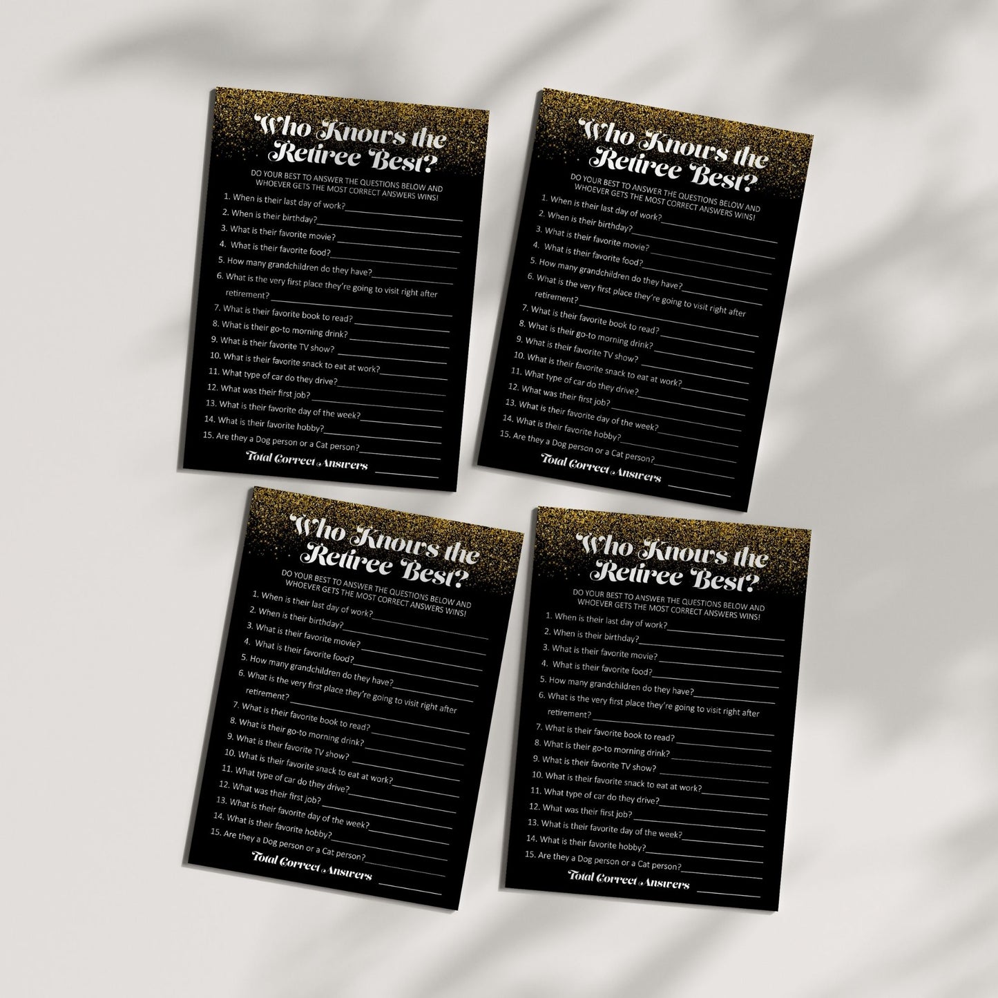 Retirement Trivia Game, Who Knows the Retiree Best