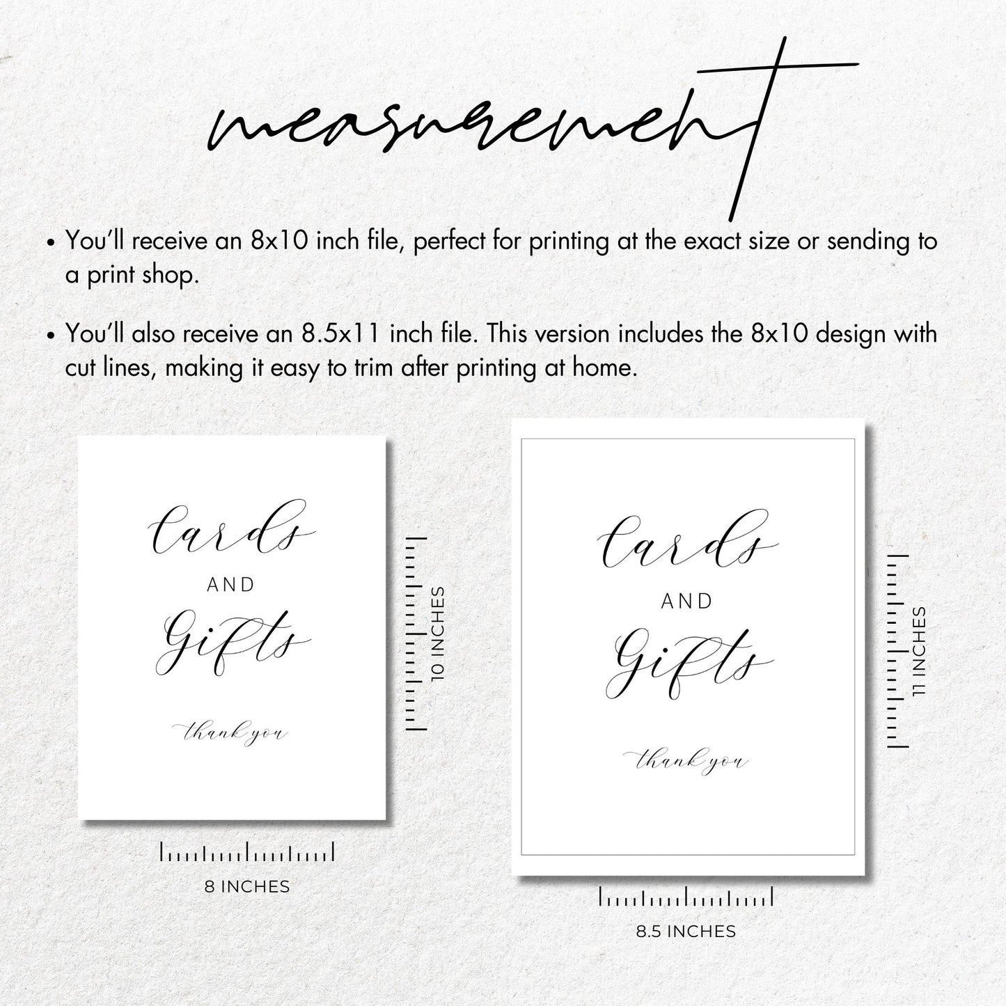 Minimalist Cards and Gifts Sign 8x10