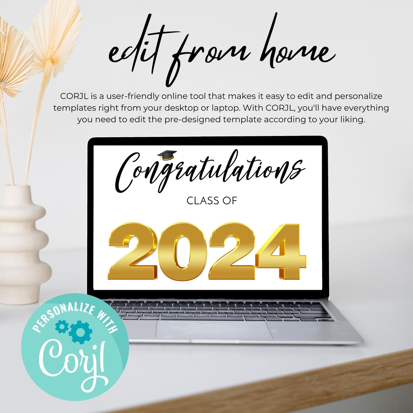 Class of 2024 Graduation Water Bottle Template - Gold