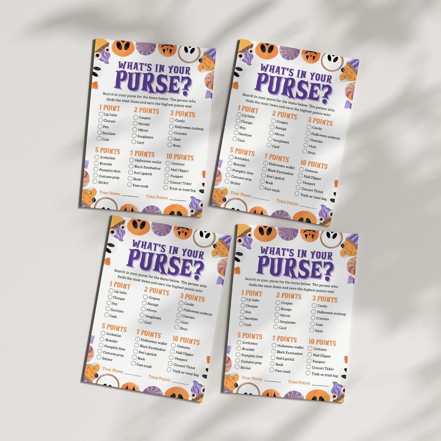 What's In Your Purse Halloween Game β Fun and Spooky Printable Activity for Halloween Parties