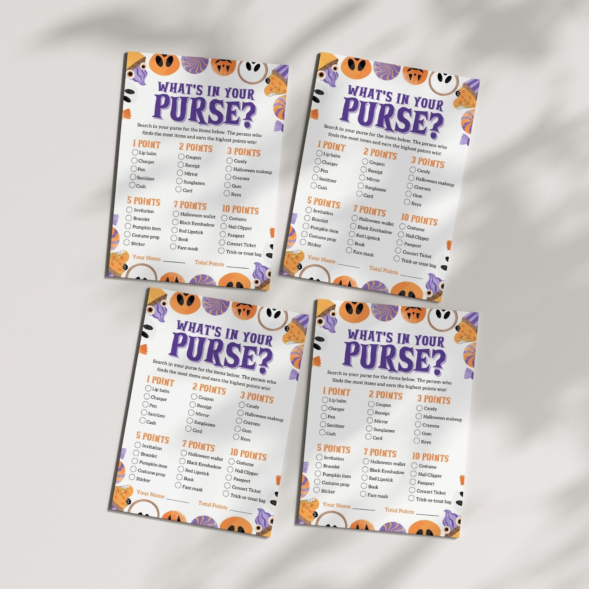 What's In Your Purse Halloween Game β Fun and Spooky Printable Activity for Halloween Parties