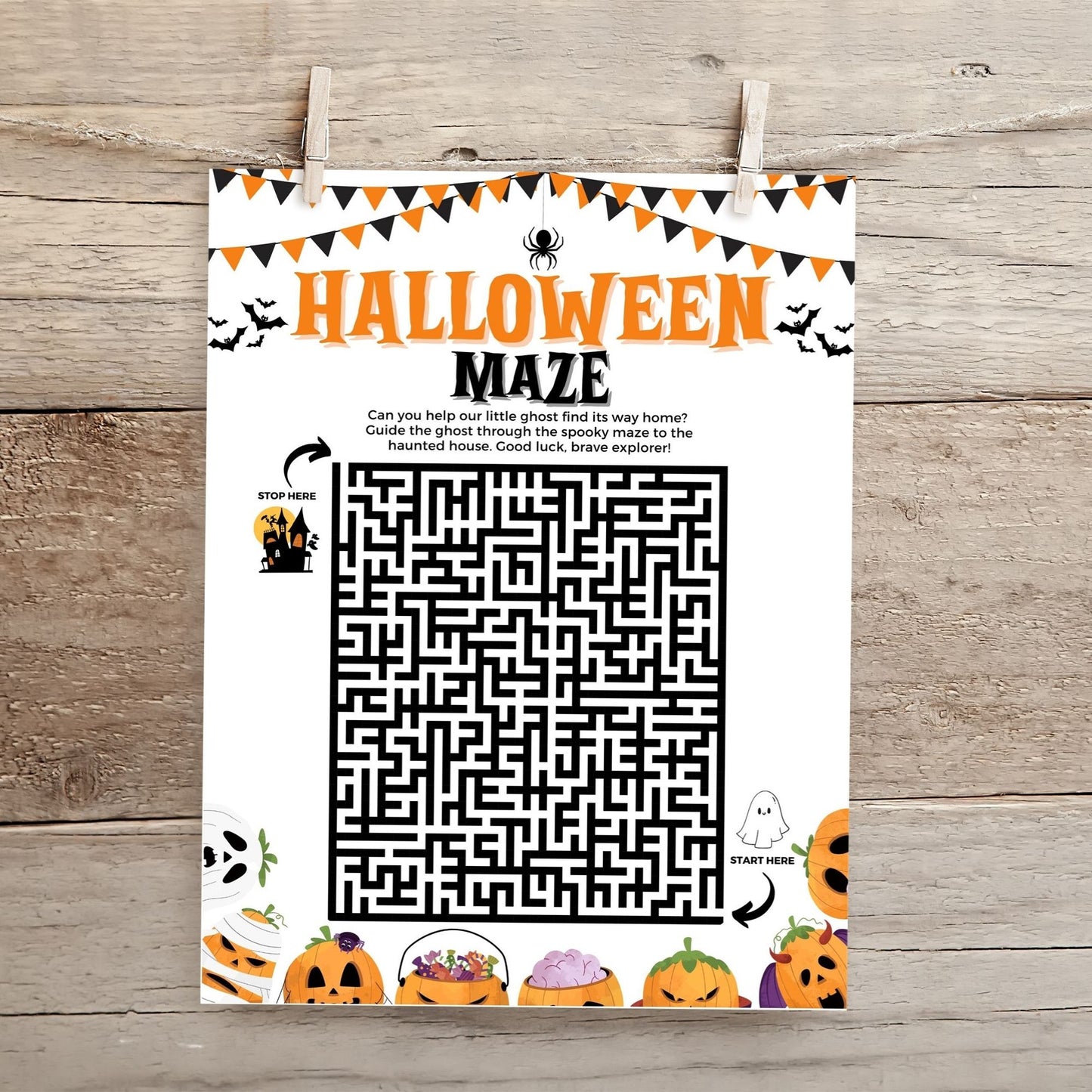 Printable Halloween Maze for Kids | Spooky Fun Activity | Haunted House Maze Game | Easy to Print & Play Halloween Party Game