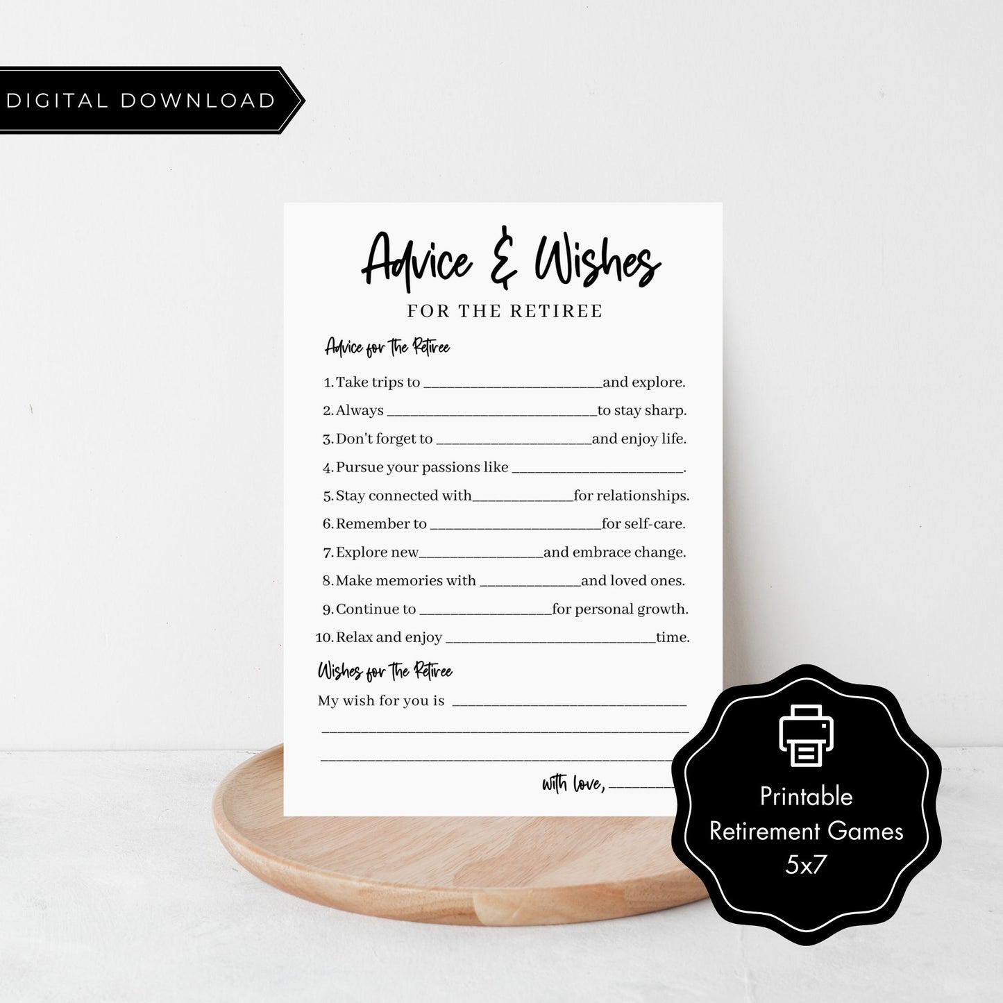 Retirement Advice and Wishes Printable Cards