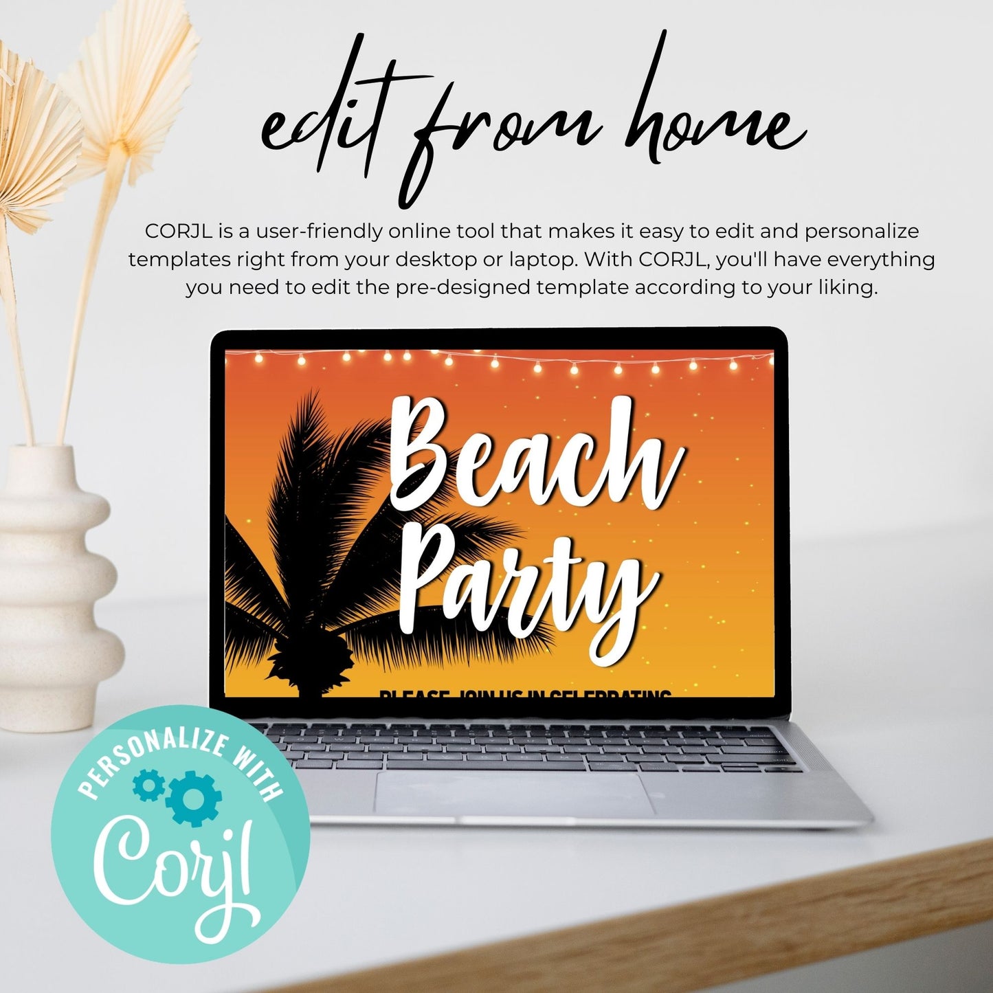 Sunset Beach Party Birthday Invitation Template