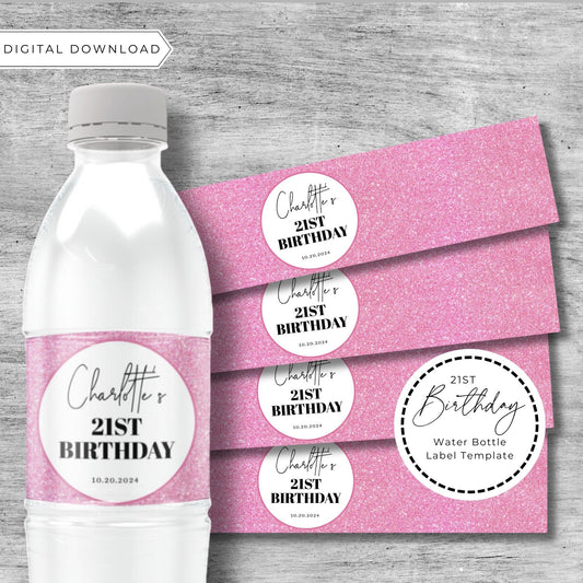 21st Birthday Water Bottle Label Template