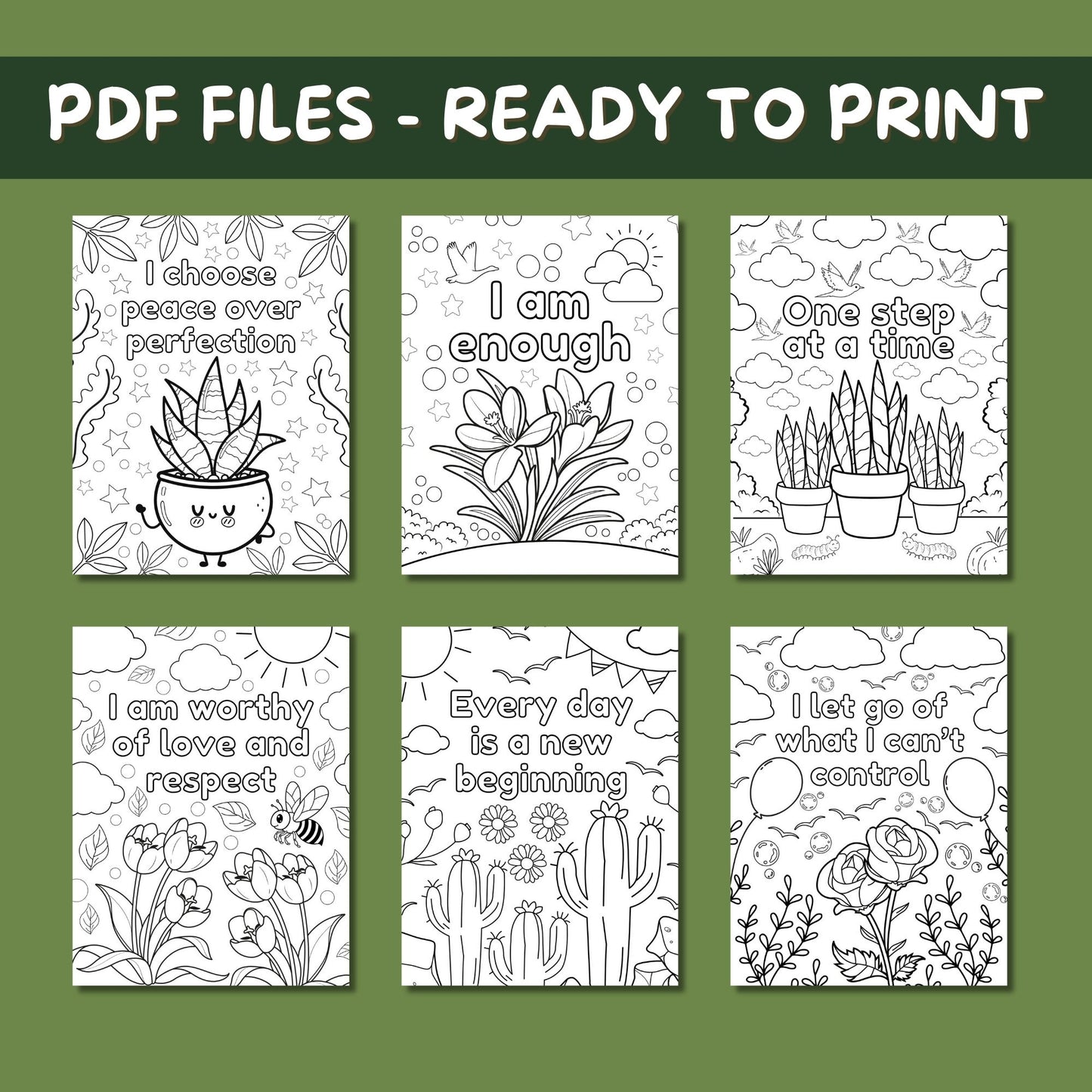 Affirmations Coloring Pages Printable 8.5x11