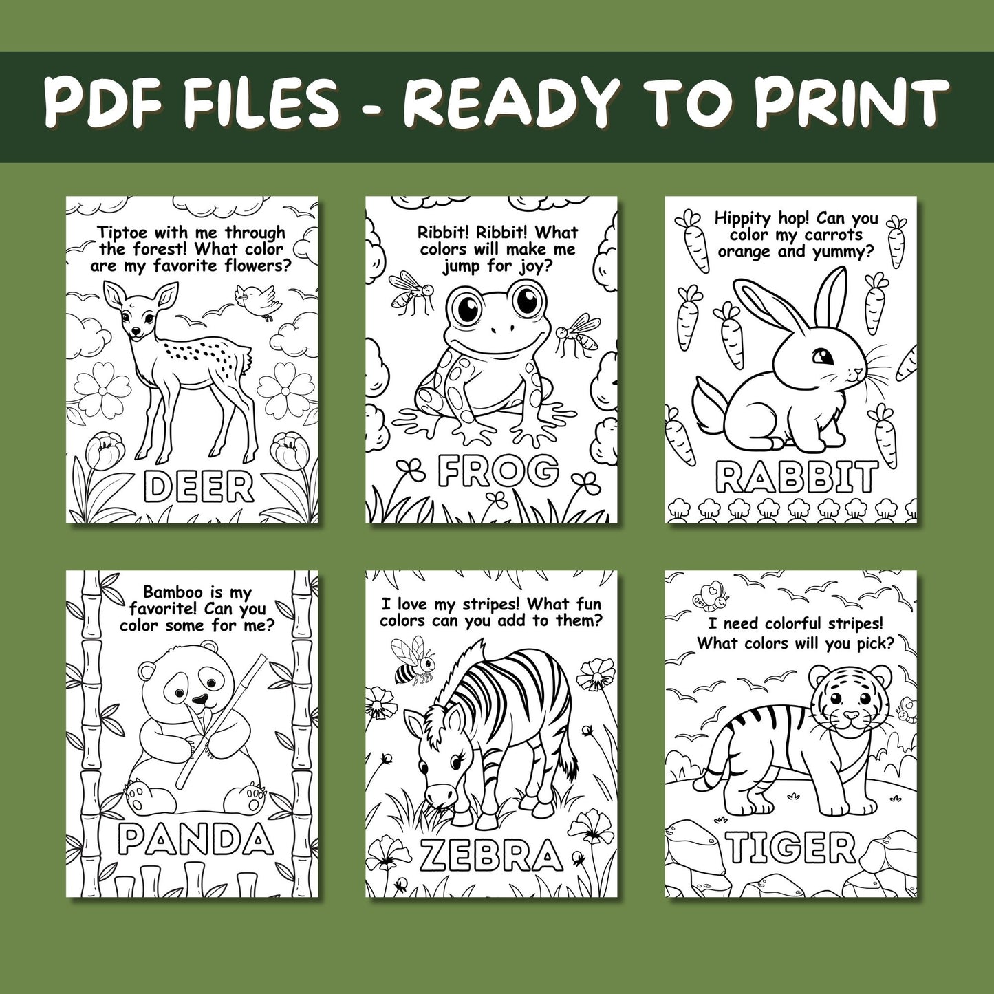 Safari Tails and Forest Trails Printable Coloring Book for Kids - 10 Pages