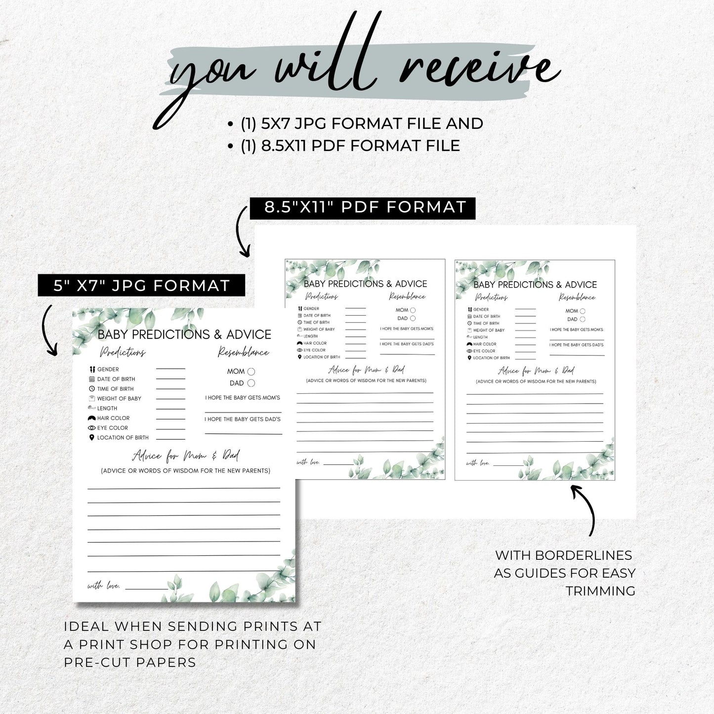 Baby Predictions and Advice Cards