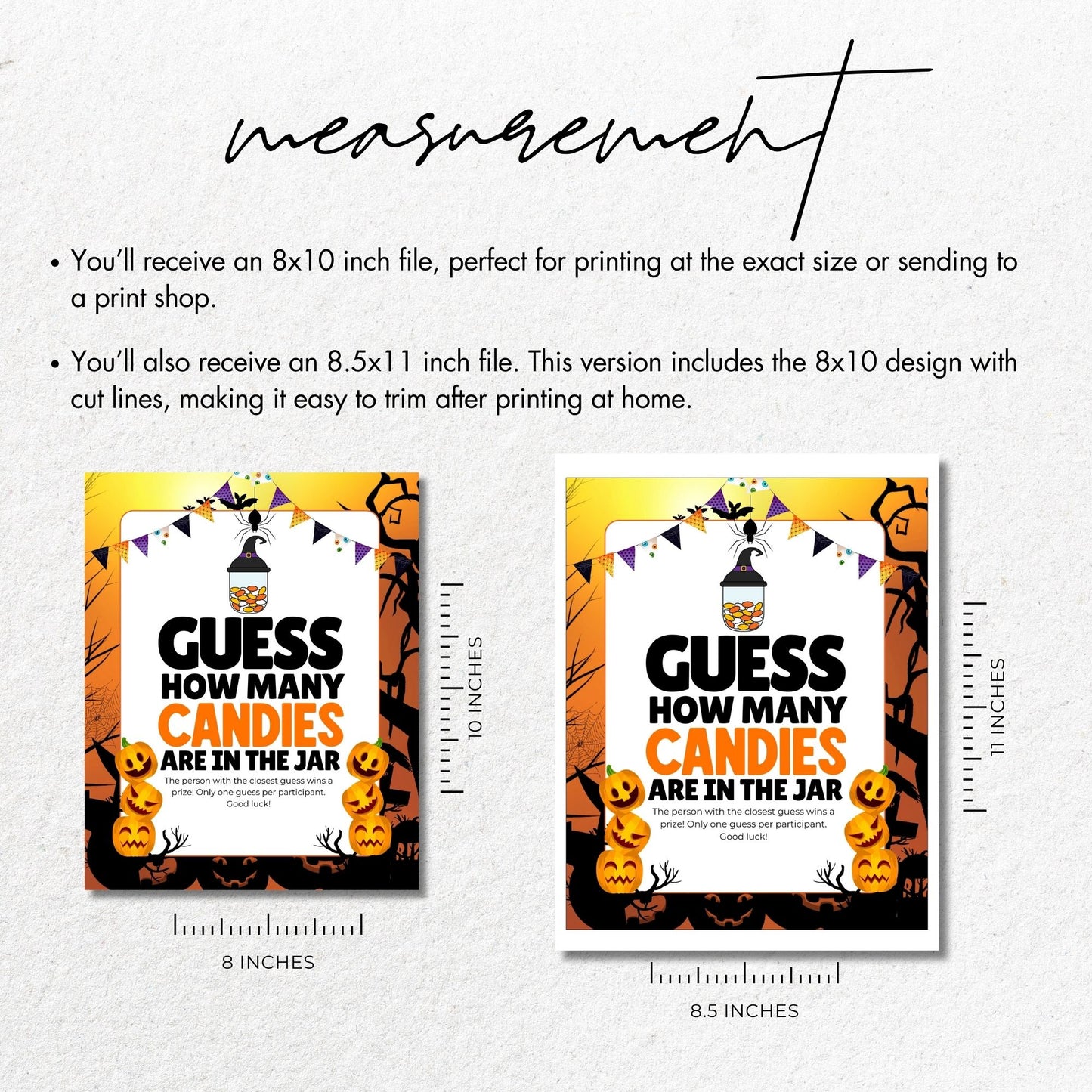 Guess How Many Candies Halloween Game 8x10