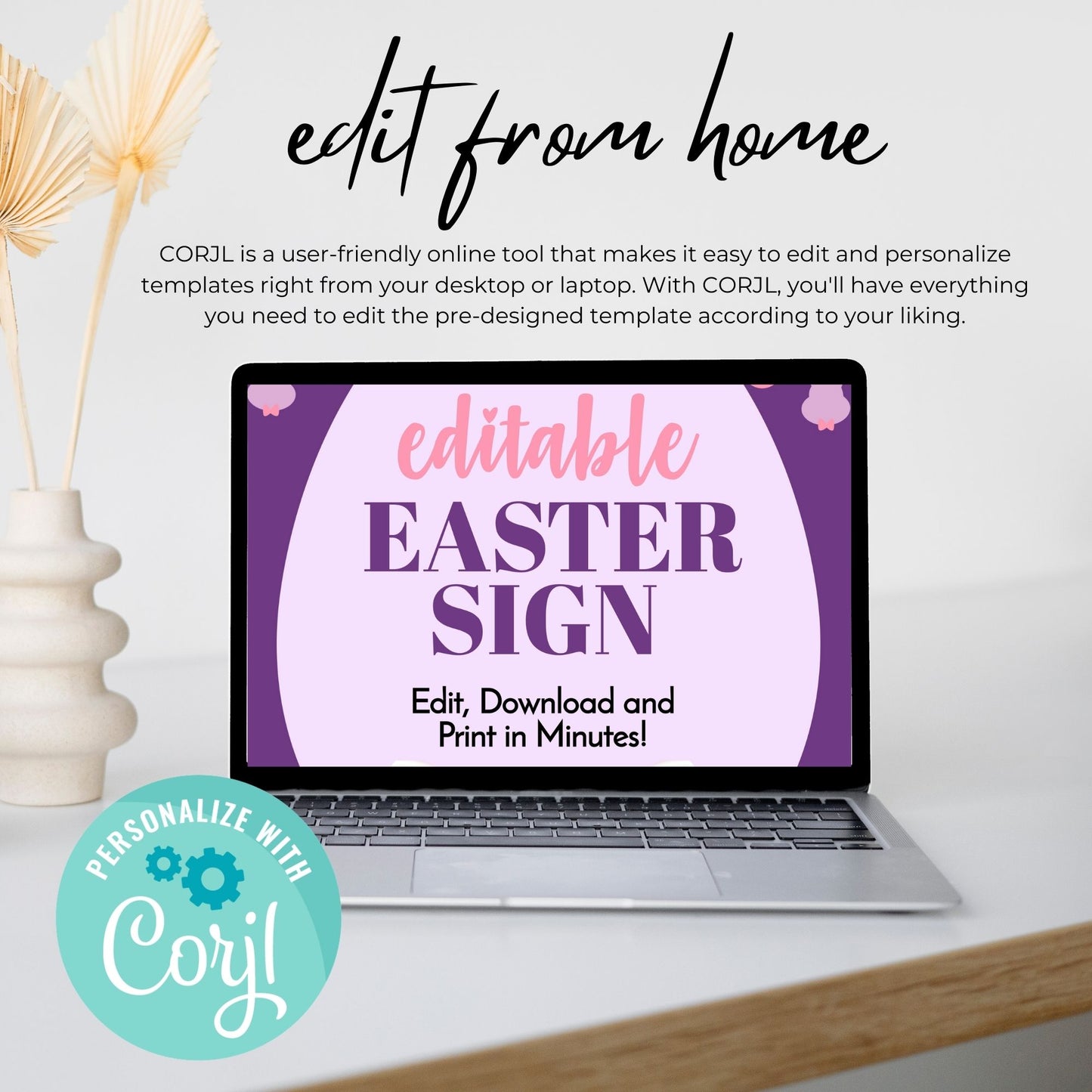 Easter Sign Editable Template 8x10